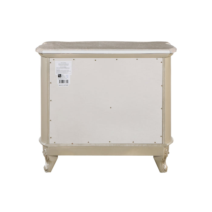 Monique Nightstand W/Marble Top-Champagne