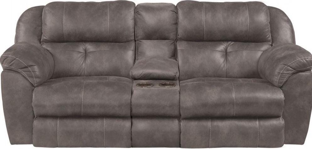 Catnapper Ferrington Power Headrest Power Lay Flat Reclining Console Loveseat in Steel image