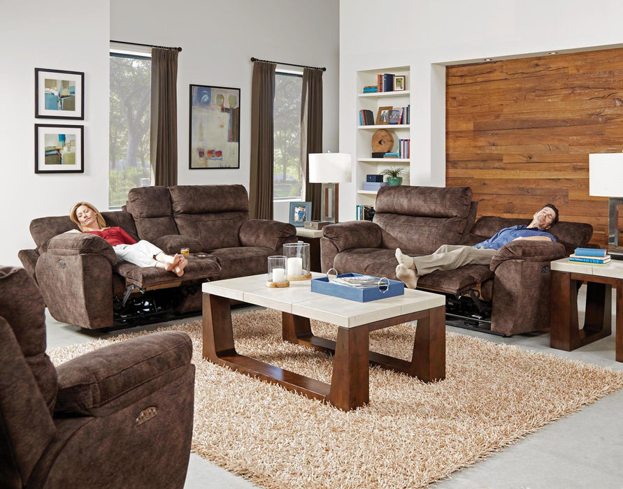 Catnapper Sedona Pwr Hdrst w/Lumbar Lay Flt Rcl Cnsl Loveseat w/Stg & Cphldrs in Mocha 762229