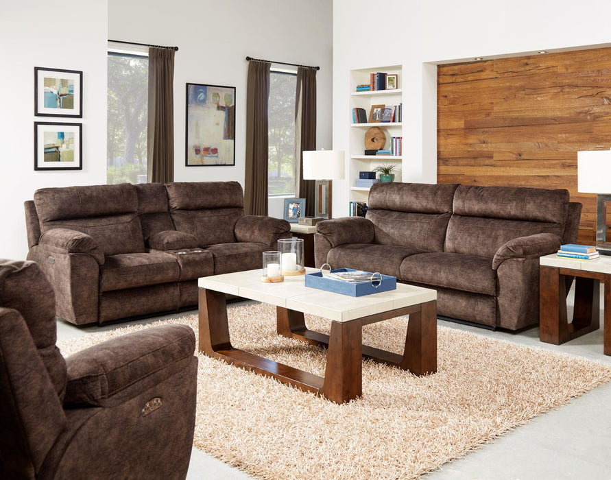 Catnapper Sedona Pwr Hdrst w/Lumbar Lay Flt Rcl Cnsl Loveseat w/Stg & Cphldrs in Mocha 762229