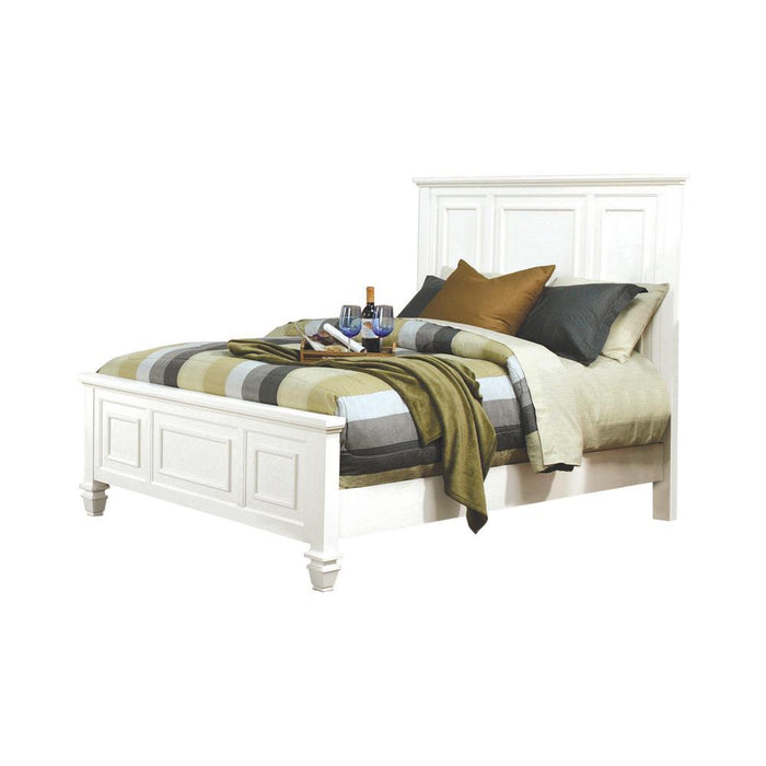 Sandy Beach Eastern King Panel Bed with High Headboard Cream White