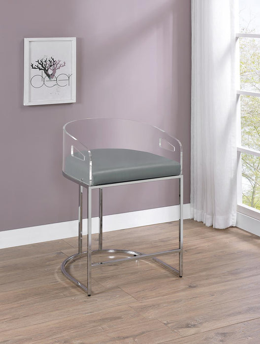 Thermosolis Acrylic Back Counter Height Stools Grey and Chrome (Set of 2)