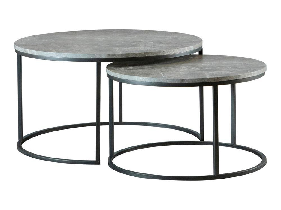 Lainey Round 2-piece Nesting Coffee Table Grey and Gunmetal