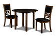 Gia 3 Pc 42" Drop Leaf Dining Table & 2 Chairs-Brown