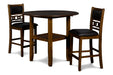 Gia 3 Pc 42" Counter Drop Leaf Table & 2 Chairs-Brown