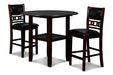 Gia 3 Pc 42" Counter Drop Leaf Table & 2 Chairs-Ebony
