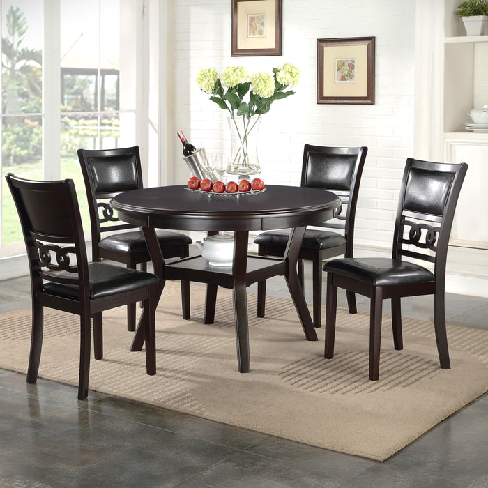Gia 5 Pc 47" Round Dining Table & 4 Chairs-Ebony