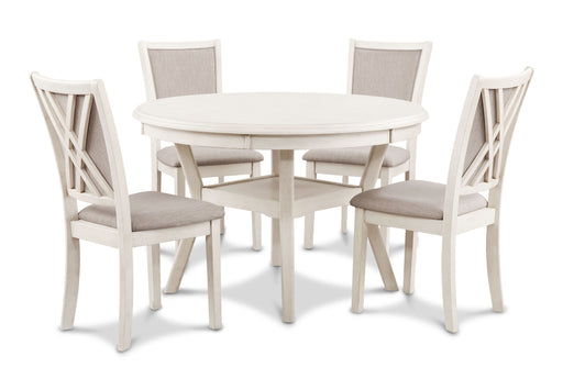 Amy 5 Pc 47" Round Dining Set- Bisque