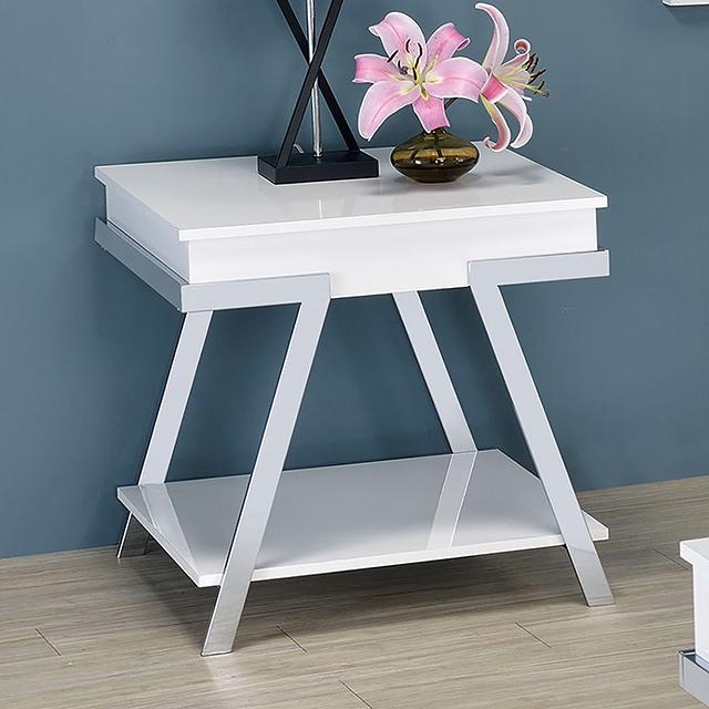 TITUS End Table, White/Chrome image