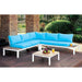 WINONA White/Oak/Blue Patio Sectional w/ Table image