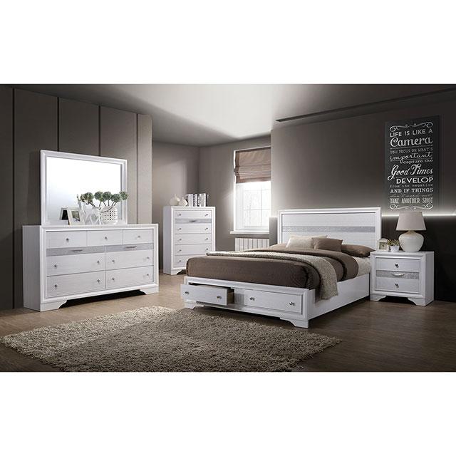 CHRISSY E.King, Full, & Queen Bed White, Grey, & Black