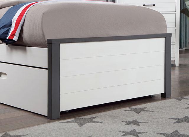 PRIAM Twin Bed, White/Gray