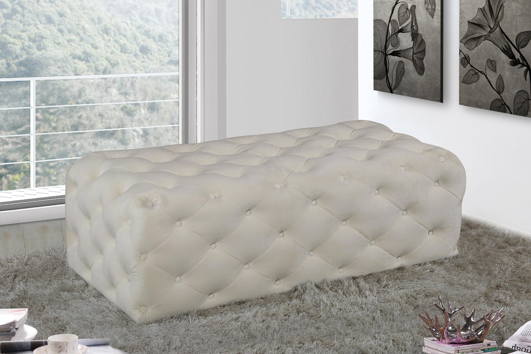 Casey Cream Velvet Ottoman/Bench