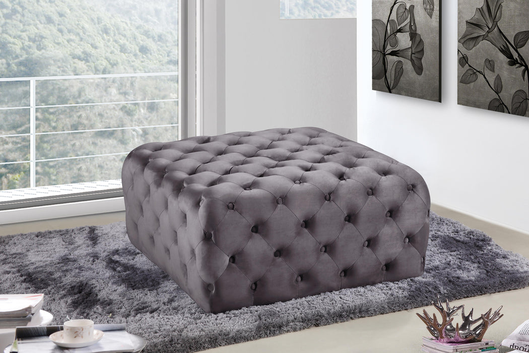 Ariel Grey Velvet Ottoman/Bench