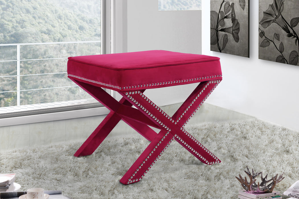 Nixon Pink Velvet Ottoman/Bench