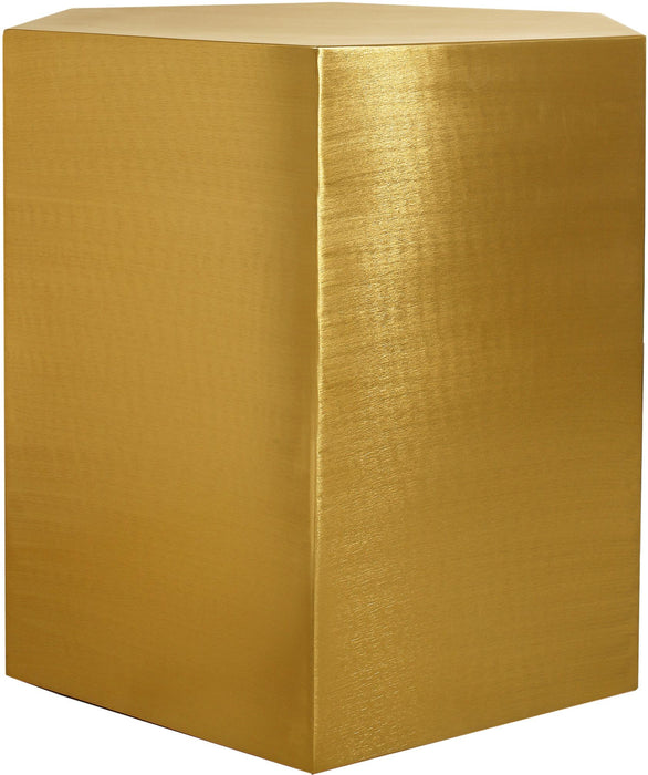 Hexagon Brushed Gold End Table