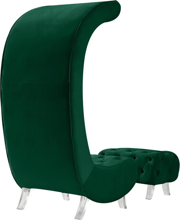 Crescent Green Velvet Accent Chair