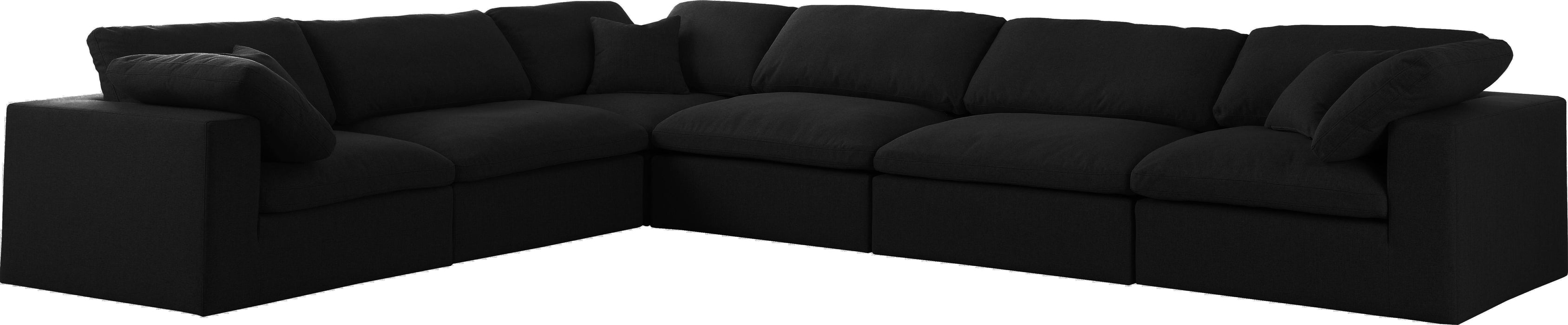 Serene Black Linen Fabric Deluxe Cloud Modular Sectional