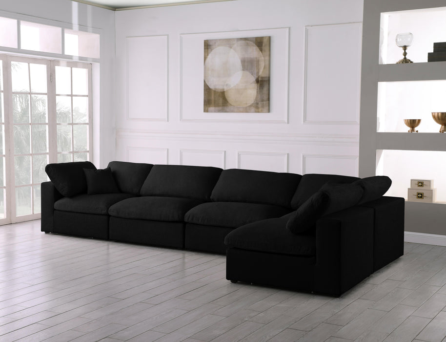 Serene Black Linen Fabric Deluxe Cloud Modular Sectional