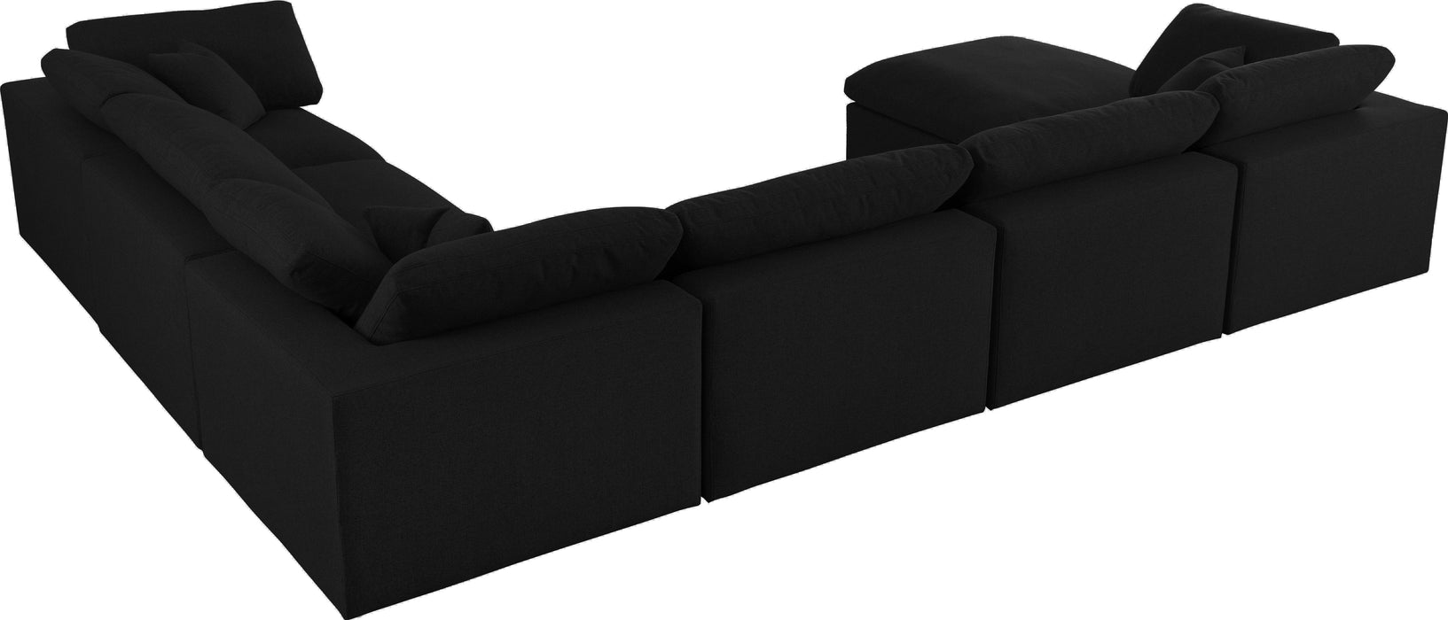 Serene Black Linen Fabric Deluxe Cloud Modular Sectional