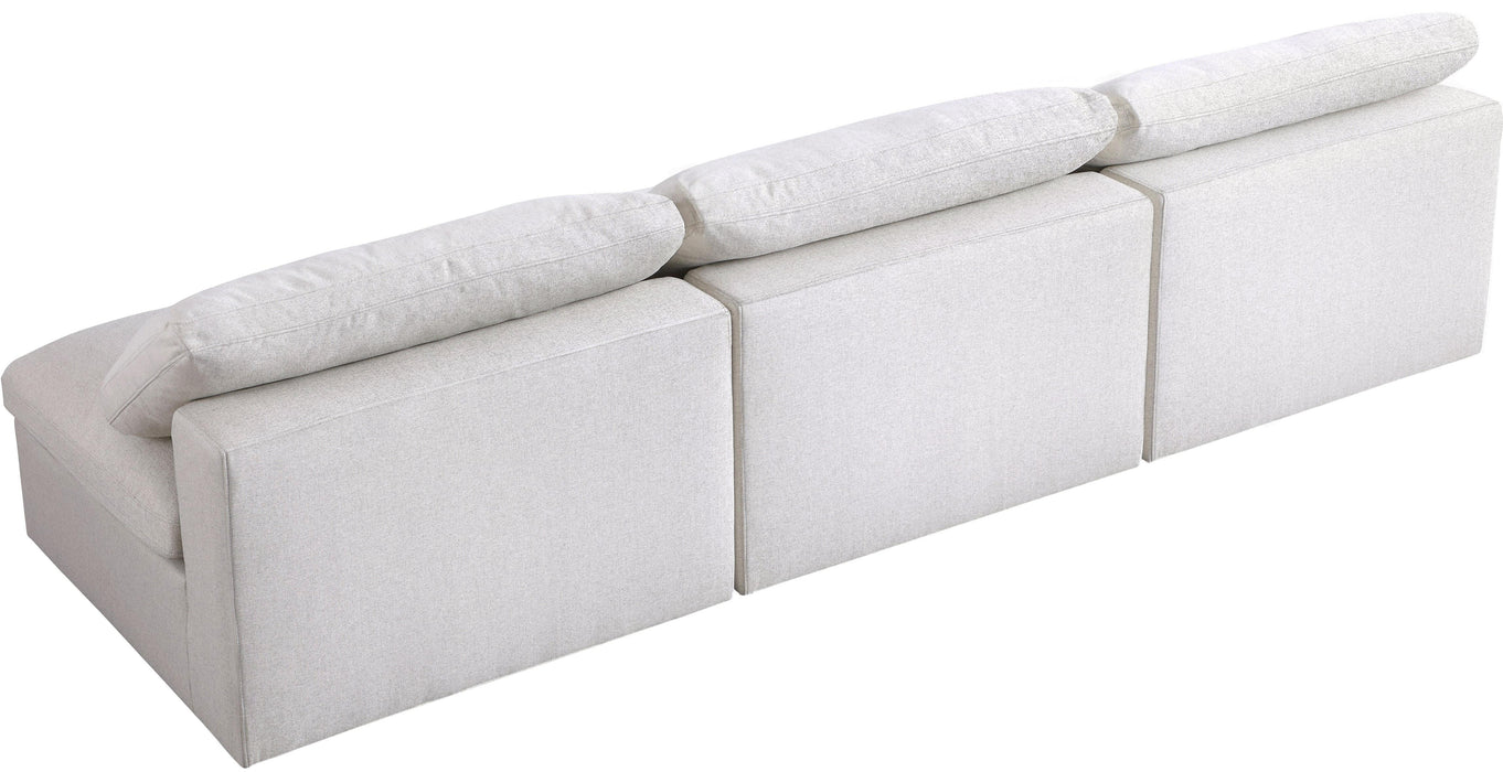 Serene Cream Linen Fabric Deluxe Cloud Modular Armless Sofa