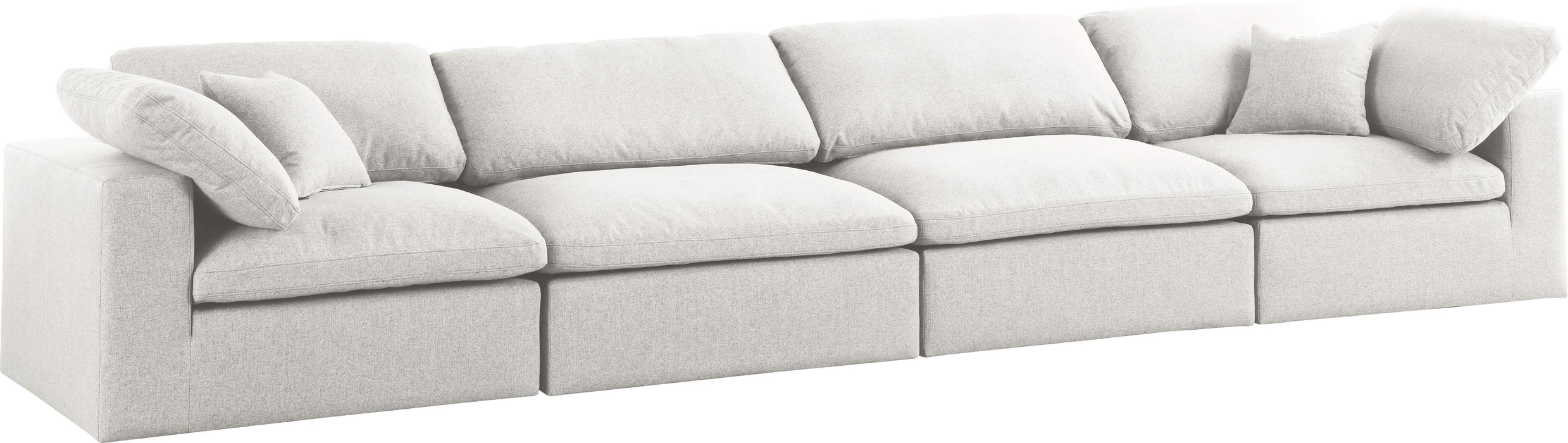 Serene Cream Linen Fabric Deluxe Cloud Modular Sofa