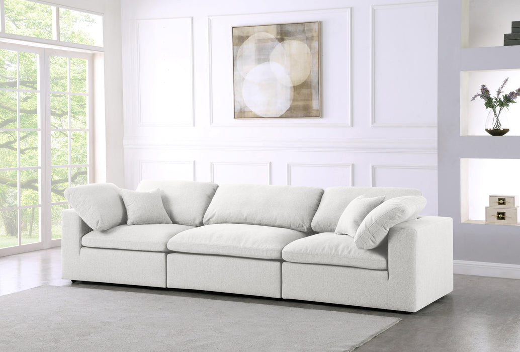 Serene Cream Linen Fabric Deluxe Cloud Modular Sofa