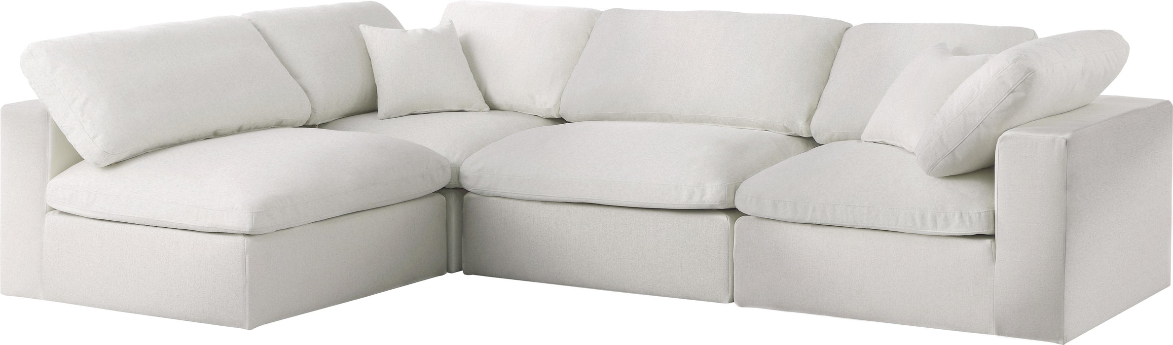 Serene Cream Linen Fabric Deluxe Cloud Modular Sectional