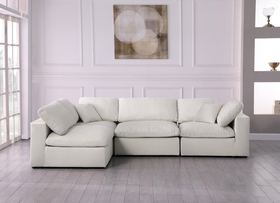 Serene Cream Linen Fabric Deluxe Cloud Modular Sectional