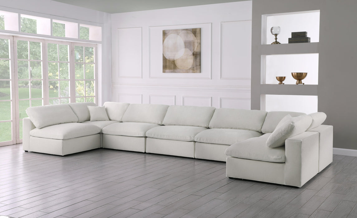 Serene Cream Linen Fabric Deluxe Cloud Modular Sectional