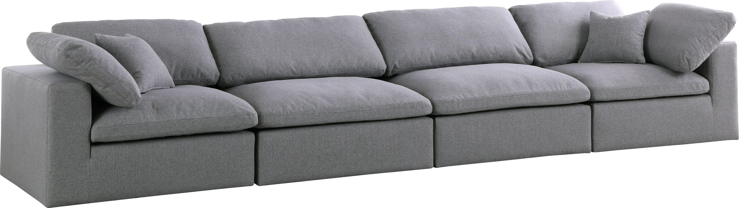 Serene Grey Linen Fabric Deluxe Cloud Modular Sofa