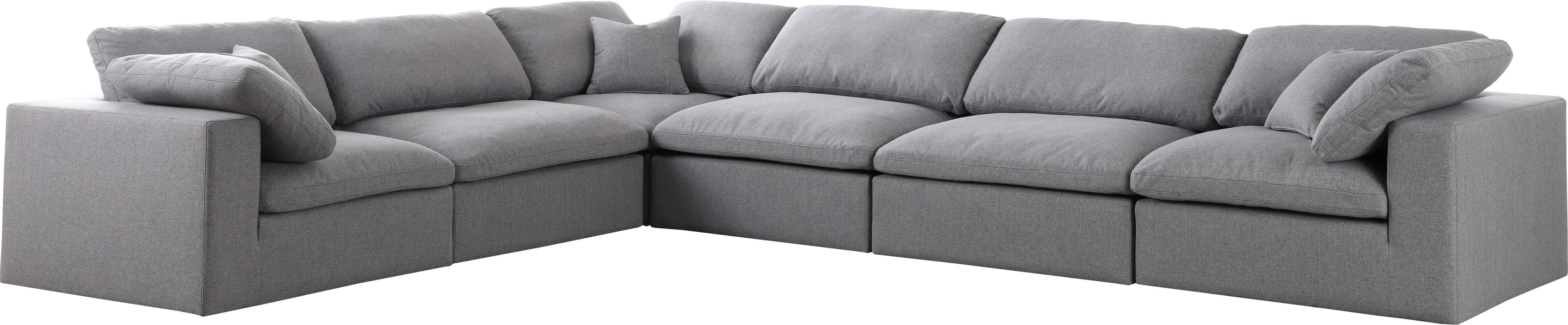 Serene Grey Linen Fabric Deluxe Cloud Modular Sectional