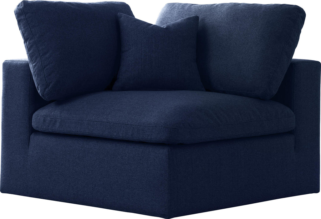 Serene Navy Linen Fabric Deluxe Cloud Corner Chair image