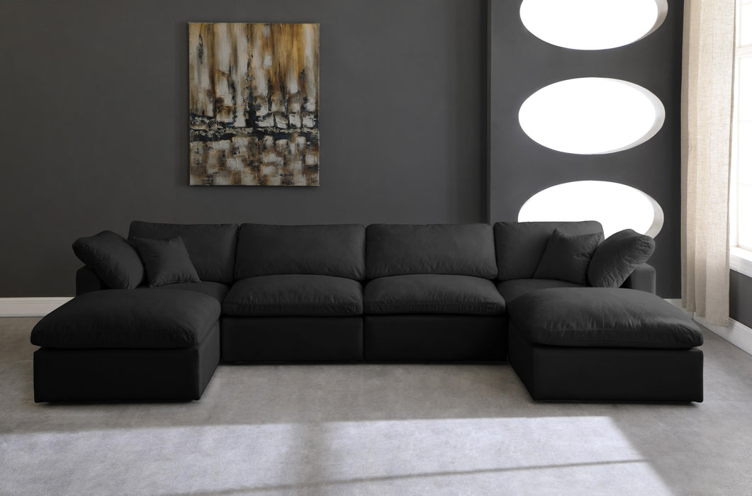 Plush Black Velvet Standard Cloud Modular Sectional