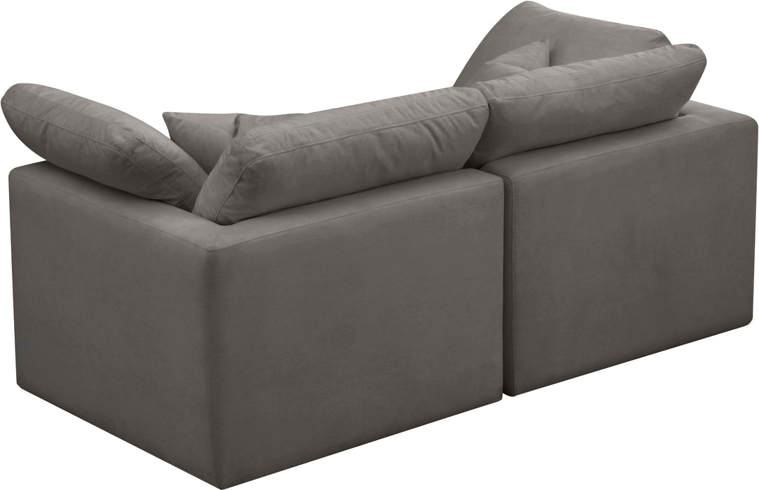 Plush Grey Velvet Standard Cloud Modular Sofa