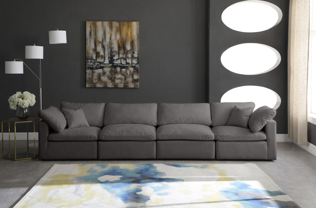 Plush Grey Velvet Standard Cloud Modular Sofa