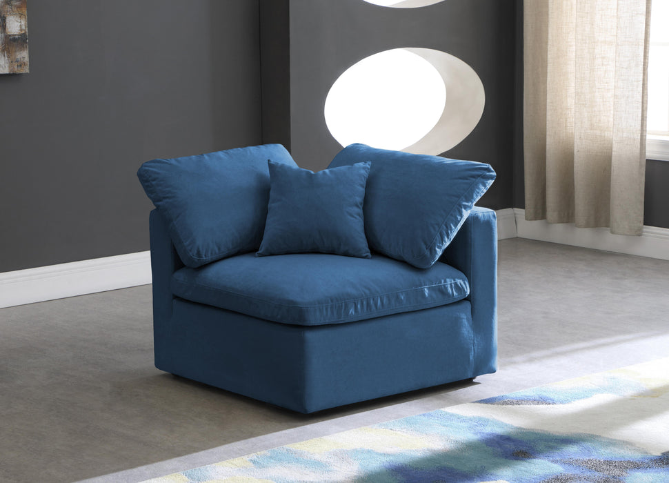 Plush Navy Velvet Standard Cloud Modular Corner Chair