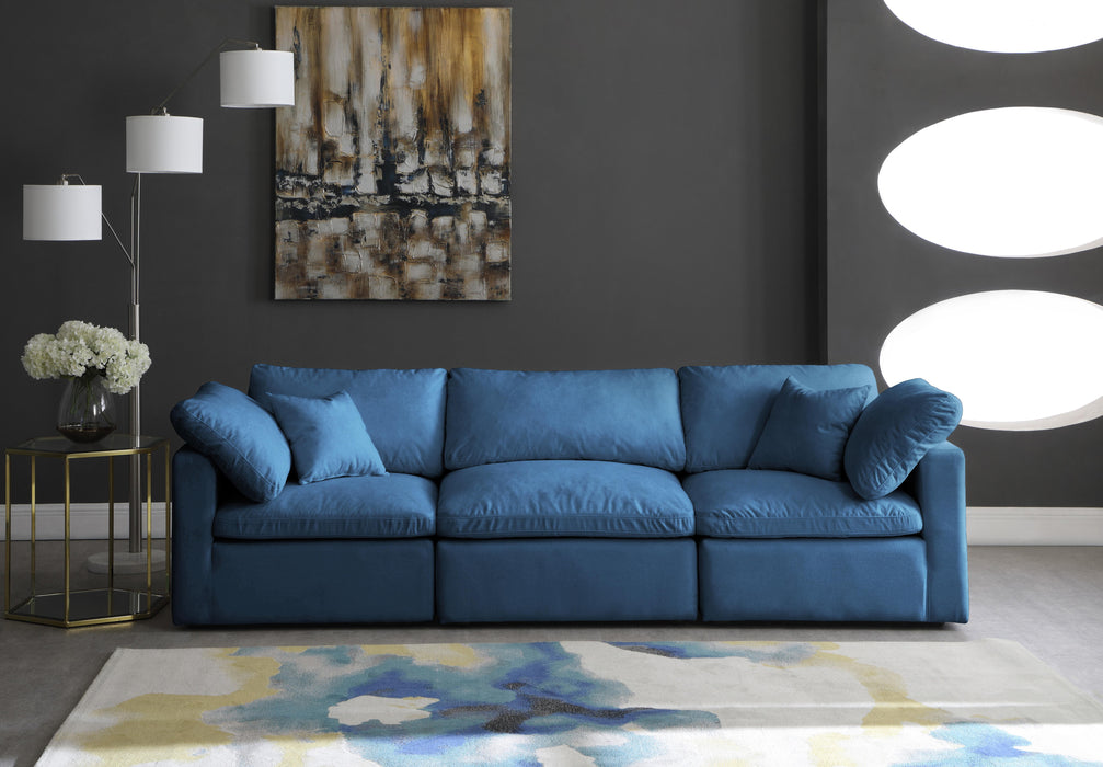 Plush Navy Velvet Standard Cloud Modular Sofa