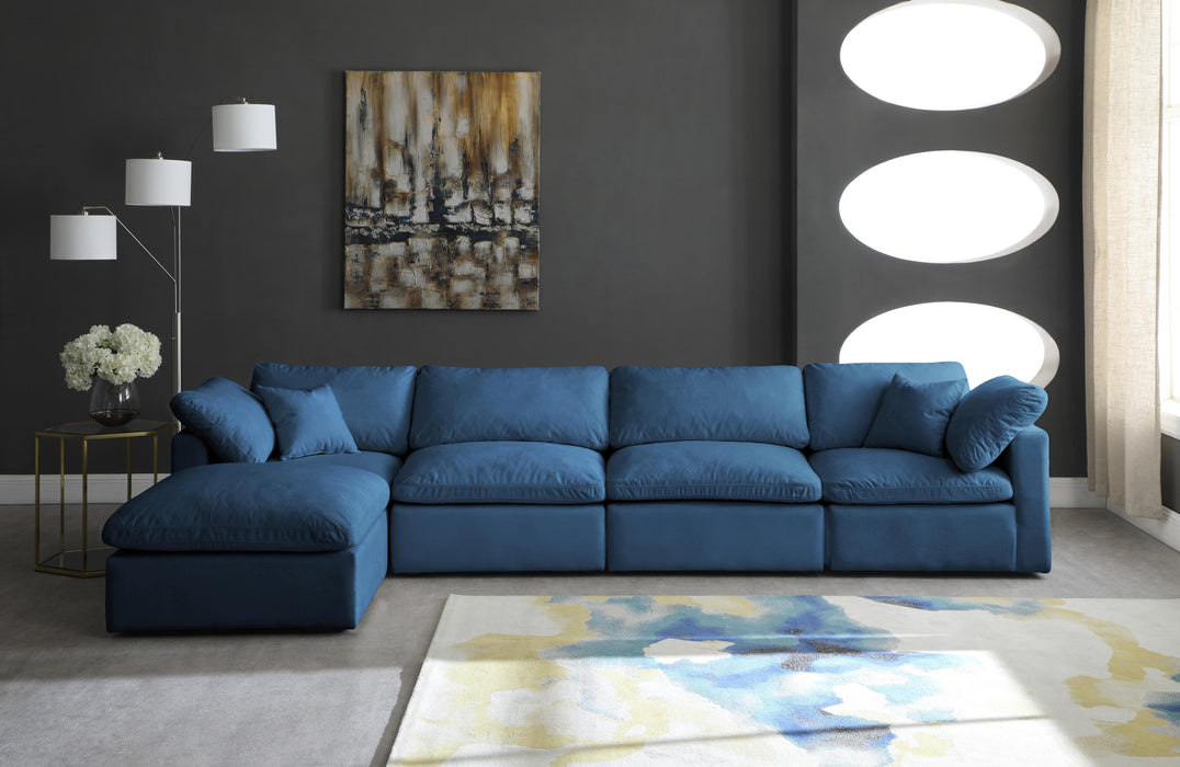 Plush Navy Velvet Standard Cloud Modular Sectional