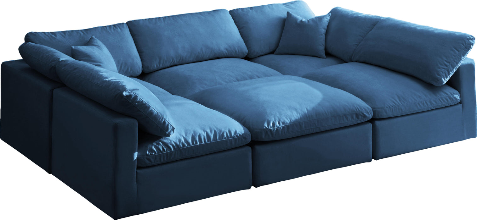 Plush Navy Velvet Standard Cloud Modular Sectional