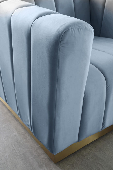 Marlon Sky Blue Velvet Loveseat