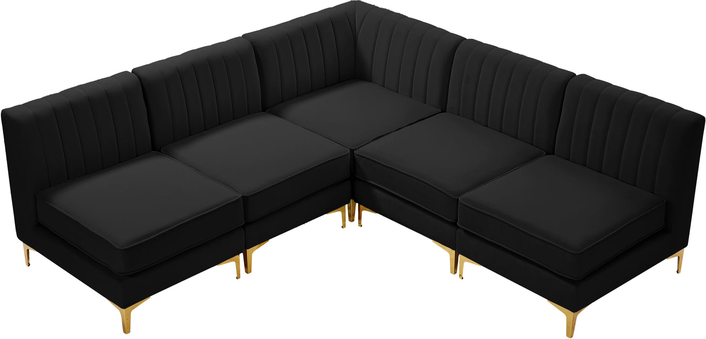 Alina Black Velvet Modular Sectional