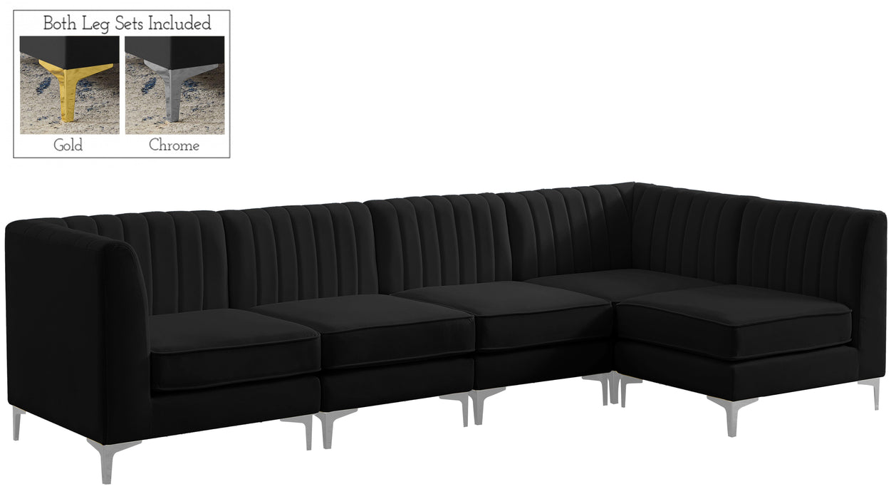 Alina Black Velvet Modular Sectional