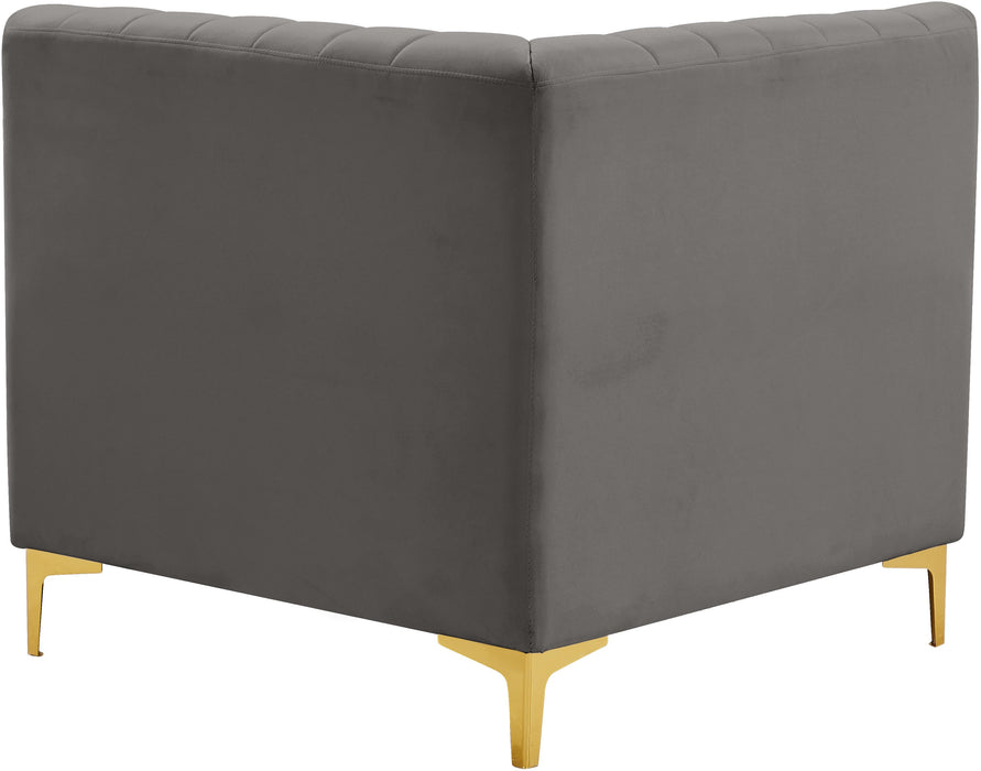 Alina Grey Velvet Corner Chair