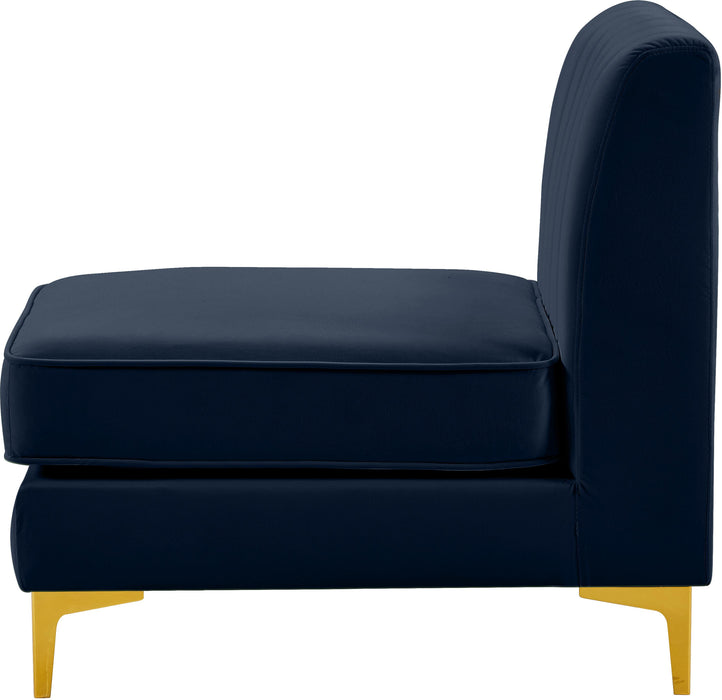 Alina Navy Velvet Armless Chair