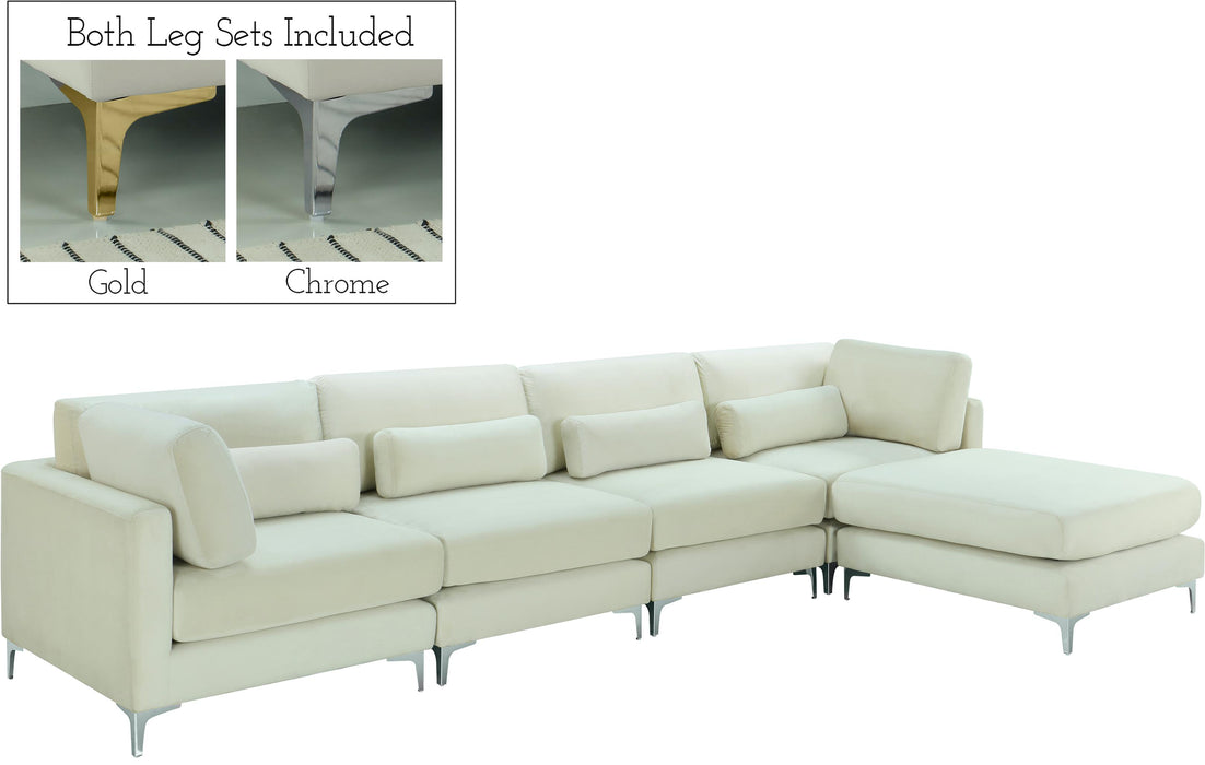 Julia Cream Velvet Modular Sectional (5 Boxes)