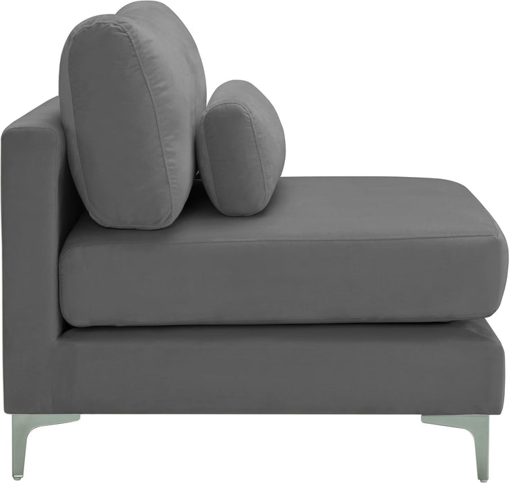 Julia Grey Velvet Modular Armless Chair