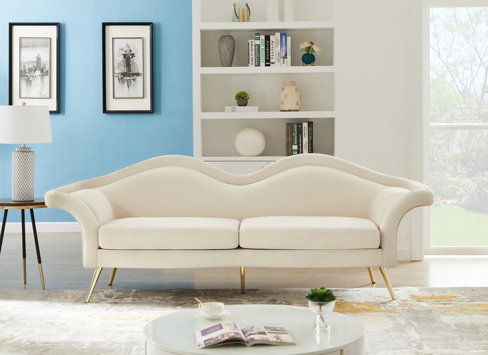 Lips Cream Velvet Sofa