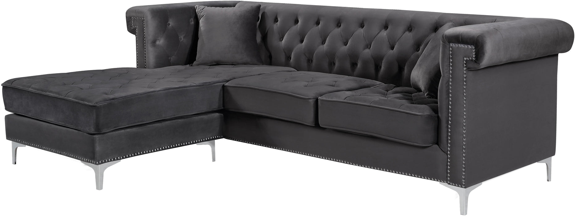 Damian Grey Velvet 2pc. Reversible Sectional