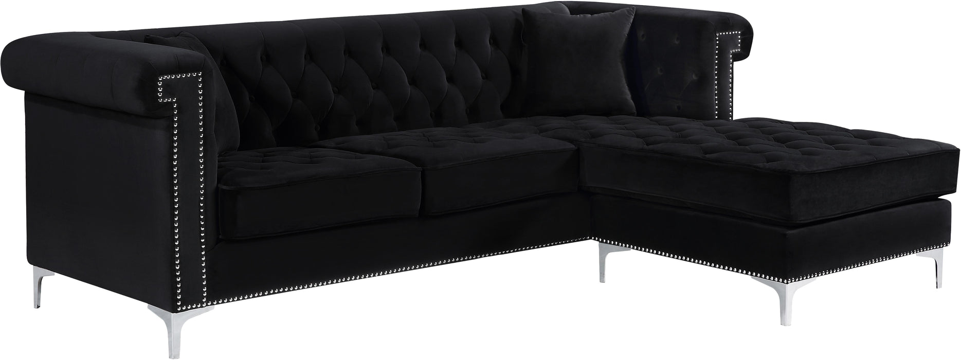 Damian Black Velvet 2pc. Reversible Sectional image